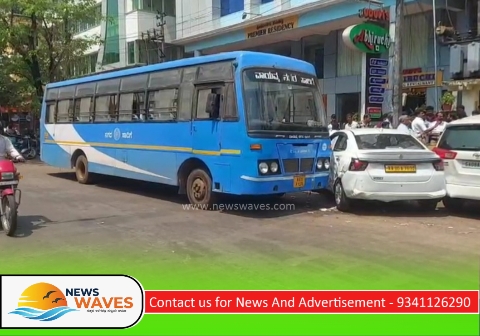 ನಿಂತ ವಾಹನಕ್ಕೆ ಗುದ್ದಿದ ಸಾರಿಗೆ ಬಸ್